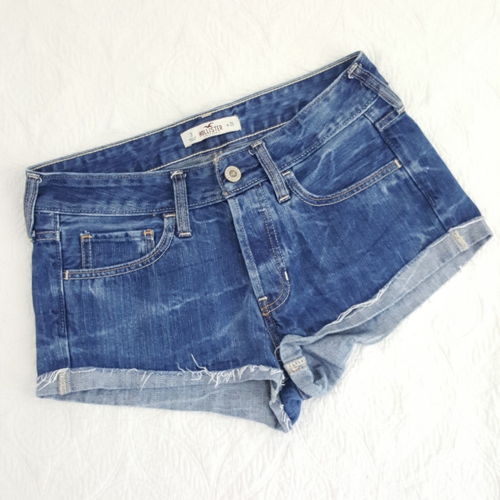 Hollister HI RISE Denim Jean Shorts Size 3 w26